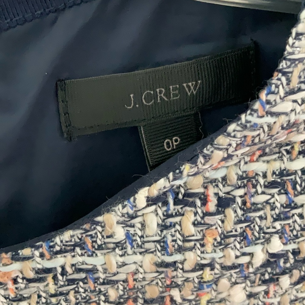 J. Crew 3/4 Sleeve Tweed Dress - Blue and White - Picture 3 of 14
